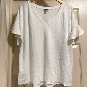 V-Neck Flutter Sleeve Tee, Never Worn